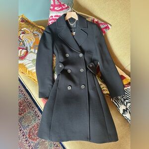 J. Crew Italian Double Cloth Wool Blend Double-Breasted Black Women's Coat 00